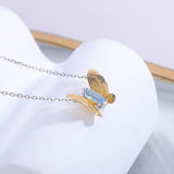 Sky blue topaz butterfly necklace nz