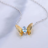 Sky blue topaz butterfly necklace nz