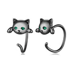 Small black cat earrings nz