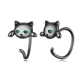 Small black cat earrings nz
