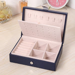 Small leather jewellery box Navy blue nz