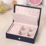 Small leather jewellery box Navy blue nz