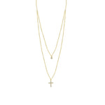 Solitaire Cross Necklace Gold nz