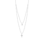 Solitaire Cross Necklace Silver nz