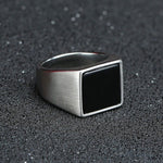 Square signet ring 7 (55mm) / Matt silver nz