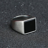 Square signet ring 7 (55mm) / Matt silver nz