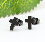 Stainless Steel Cross Earrings Black nz