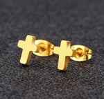 Stainless Steel Cross Earrings Gold nz