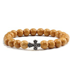 Stone pearl cross bracelet Brown nz