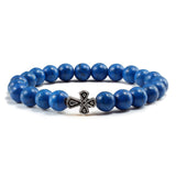 Stone pearl cross bracelet Dark blue nz