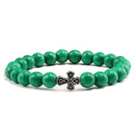 Stone pearl cross bracelet Dark green nz