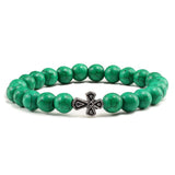 Stone pearl cross bracelet Dark green nz