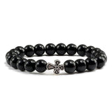 Stone pearl cross bracelet High gloss black nz