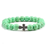Stone pearl cross bracelet Light green nz