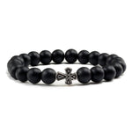 Stone pearl cross bracelet Matt black nz
