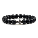 Stone pearl cross bracelet Matt black nz