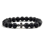 Stone pearl cross bracelet Volcanic rock nz