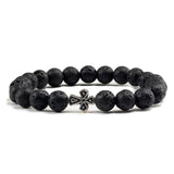 Stone pearl cross bracelet Volcanic rock nz