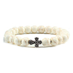 Stone pearl cross bracelet White nz