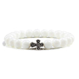 Stone pearl cross bracelet White porcelain nz