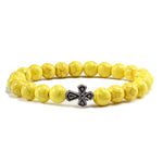 Stone pearl cross bracelet Yellow nz