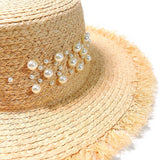 Straw hat with pearls nz
