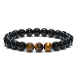 Tiger Eye and Obsidian Bracelet 3 tiger beads nz
