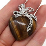Tiger Eye Heart and Bow Pendant nz