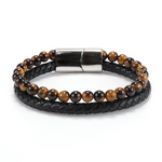 Tiger eye leather bracelet Silver / 18.5 cm nz