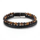 Tiger eye leather bracelet Silver / 18.5 cm nz