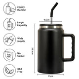 Travel mug with a straw Black nz