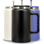 Travel mug with a straw Black nz
