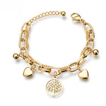 Tree of life and heart bracelet Gold colour nz