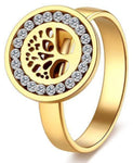 Tree of life ring stainless steel and crystal 50.2 mm / Gold nz
