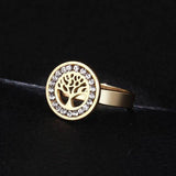 Tree of life ring stainless steel and crystal 53.4 mm / Gold nz