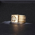 Tree of life stainless steel ring 53.4 mm / Gold nz