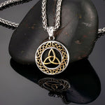 Triquetra pendant stainless steel Gold with chain / 60 cm nz