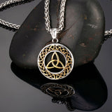 Triquetra pendant stainless steel Gold with chain / 60 cm nz