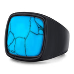 Turquoise black steel ring nz