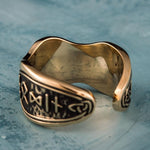 Valknut Rune Bronze Ring nz