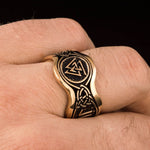 Valknut Rune Bronze Ring nz