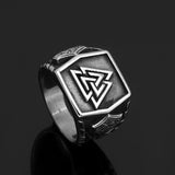 Valknut signet ring steel 9 (59.5 mm) nz