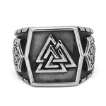 Valknut signet ring steel 9 (59.5 mm) nz