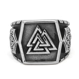 Valknut signet ring steel 9 (59.5 mm) nz