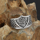 Valknut Viking ring steel 9 (59.5 mm) nz