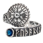 Vegvisir Silver Ring With Blue Stone 5 (49.32 mm) nz