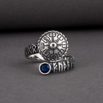 Vegvisir Silver Ring With Blue Stone 5 (49.32 mm) nz