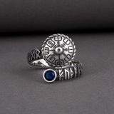 Vegvisir Silver Ring With Blue Stone 5 (49.32 mm) nz