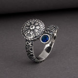 Vegvisir Silver Ring With Blue Stone 5 (49.32 mm) nz