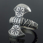Viking axe ring silver 5 (49.32 mm) nz